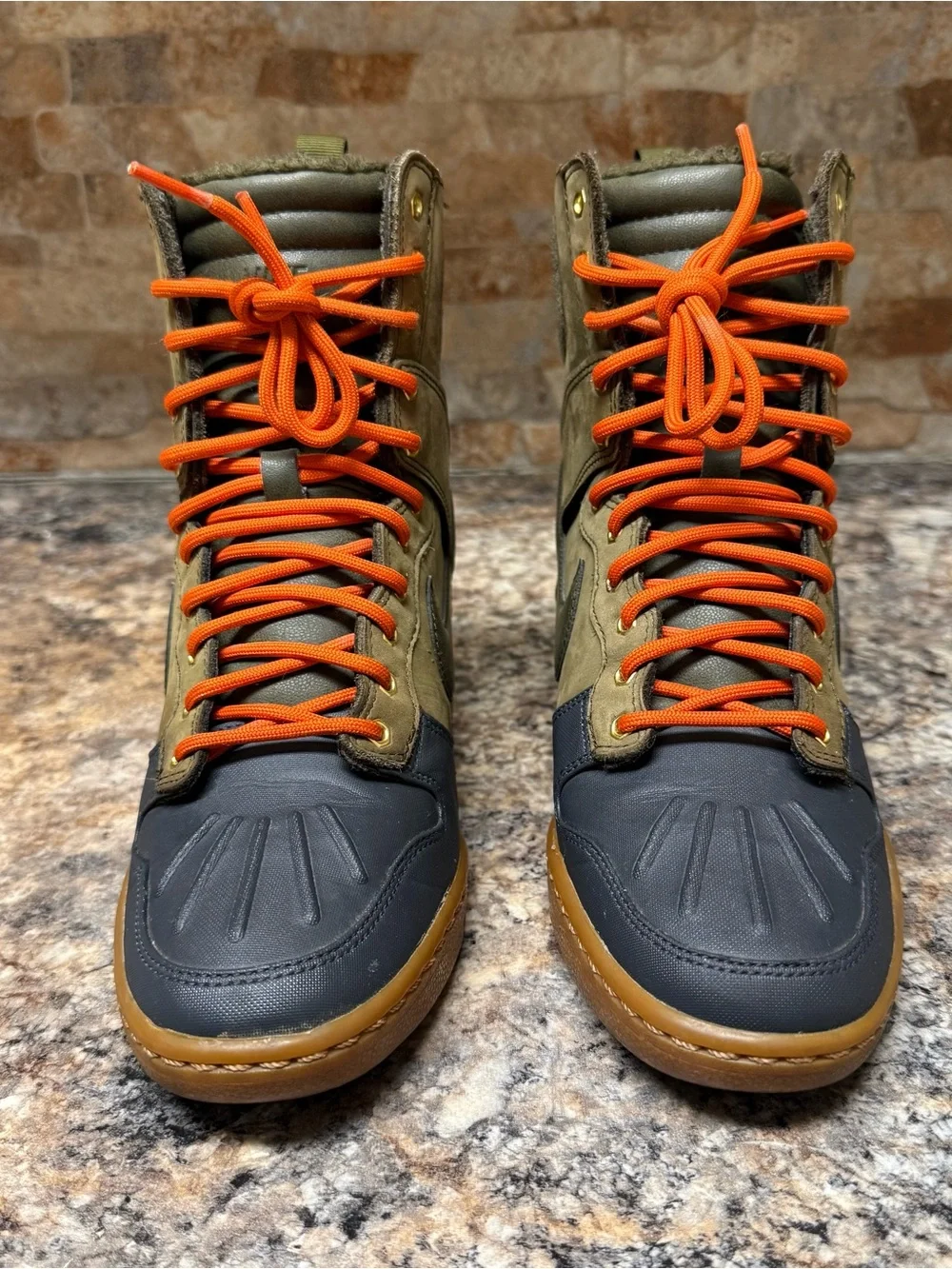 Nike Dunk Sky Hi Dark Loden Wedge Size 6.5 Shoe Sneaker Boot Green Orange